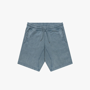 Short de survêtement d'été avec logo personnalisé jogger vintage en coton éponge français délavé à l'acide poche personnalisée taille moyenne XS vente en ligne - Product Image 4