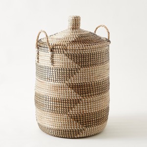 Foldable seagrass <b>straw</b> <b>baskets</b> wholesale cost raffia bins sea grass bin <b>basket</b> resort hotel room - Product Image 6