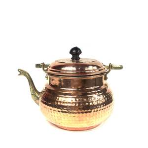 Ensemble de cafetière et théière en cuivre turc, aspect antique italien, design vintage, écologique - Product Image 5