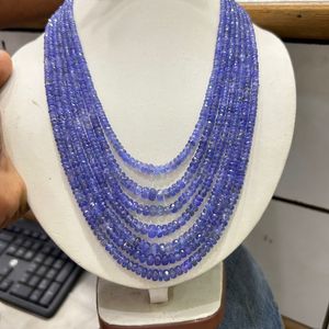 Collar de Cuentas Facetadas de Tanzanita, Hermoso Collar de Cuentas Redondas de Calidad AAA+, Collar de Sanación con 9 Hileras de Cuentas - Product Image 4