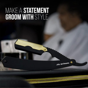 Rasoir à lame droite de haute qualité pour barbier, avec manche ergonomique et lame en acier inoxydable durable, facile à remplacer. - Product Image 3