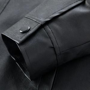 Chaqueta informal cálida de otoño e invierno, chaqueta negra de piel sintética, chaqueta impermeable a prueba de viento para exteriores, abrigo de piel sintética - Product Image 5