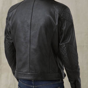 Blouson en cuir pour homme, fabriqué au Pakistan, pour moto de course hivernale, col montant, en cuir de vachette, fin, imperméable, respirant, coupe-vent - Product Image 5