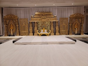 El mejor escenario de estilo abierto para recepción de bodas, pilares de boda Jali dorados, escenario abierto, boda de EE. UU., tema dorado, decoración de escenario musulmán - Product Image 5