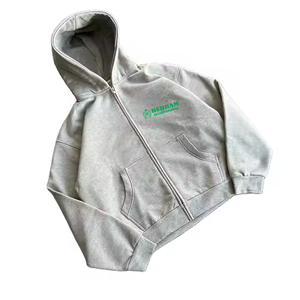 Sweat-shirt à capuche unisexe personnalisé de haute qualité en molleton 100% coton/éponge française avec fermeture éclair, impression de logo en relief, séchage rapide - Product Image 4