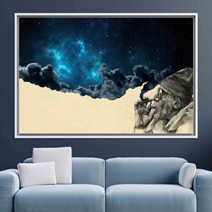 Galaxy Canvas Gift: Printed Canvas Artwork for Man Cave Decor,WHITE <b>FRAMED</b> CANVAS - Product Image 1