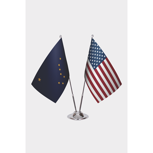Ensemble de drapeaux de bureau personnalisés Alaska États-Unis, techniques d'impression numérique, variété en aluminium, coton, plastique, polyester, soie - Product Image 1