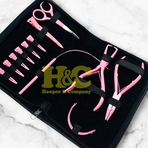 ชุดอุปกรณ์ต่อผมสแตนเลสสีชมพูแบบใหม่ พร้อมคีม คลิป เข็มรูปตัว C สำหรับใช้งานเชิงพาณิชย์ พร้อมโลโก้ - Product Image 3