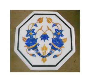 Classic Design Beautiful Natural Mix Inlay Work Elegant Polished Octagonal Shape White Marble Coffee <b>Table</b> <b>Top</b> Office <b>Decoration</b> - Product Image 1