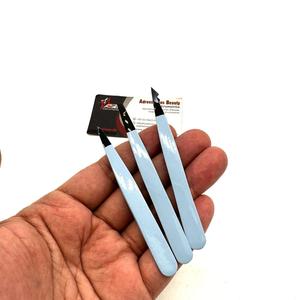 Pinces à épiler pour sourcils, pointues et carrées, bleu clair avec pointe noire, personnalisables, en acier inoxydable, pour l'épilation - Product Image 3