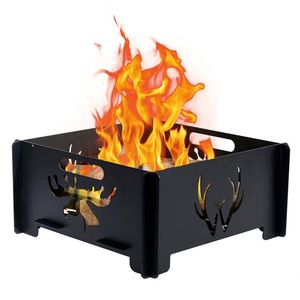 Iron <b>fire</b> <b>pit</b> <b>with</b> mesh <b>lid</b> ensuring safety for children and pets during outdoor evening family garden gatherings - Product Image 6