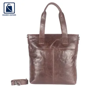 Bolsa de mão de couro genuíno para mulheres, estilo vintage, brilhante, anracita, fabricante de alta qualidade