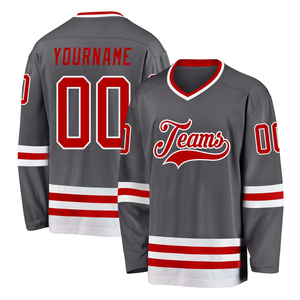 Maillot de hockey sur glace unisexe personnalisé de haute qualité, respirant, imprimé, 100 % polyester, vente en gros directe d'usine, design de col à lacets tendance - Product Image 1