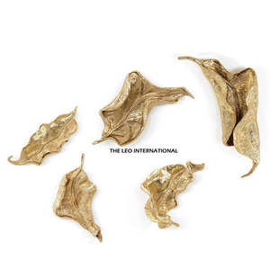 Set of 5 Modern Eco-Friendly Fruit <b>Bowl</b> Aluminum Leaf Design with Gold Plated Customized Technique Free Food Grade - Product Image 1