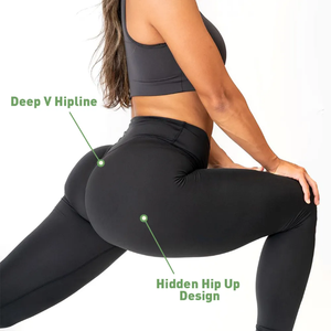 Mujeres de cintura alta 4 vías estiramiento gimnasio Fitness entrenamiento Leggings Spandex Material Control de barriga pantalones de Yoga con - Product Image 1