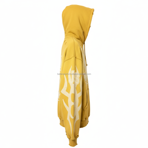Sweat à capuche pour femme Zipper 380 GSM Heavy Cotton Fleece Brushed Inner Yellow Vintage Style Custom Logo Embroidery Print basics hoodies - Product Image 3