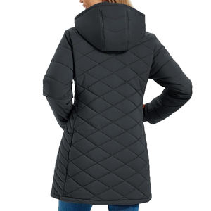 Manteau matelassé long pour femme, épais et rembourré, veste d'hiver chaude à fermeture éclair, parka avec capuche amovible - Product Image 3