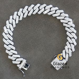 Magnifique Nouveau 925 Sterling Silver Moissanite Round Brilliant Cut VVs Clarity White Color Diamond Iced Out Hip Hop Cuban Chain - Product Image 2