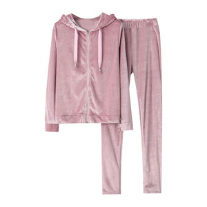 Femmes décontracté automne velours Spandex/Polyester survêtement motif solide 2 pièces écologique respirant en gros velours blanc - Product Image 6