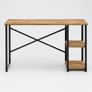 Modern Wooden Computer Desk <b>Home</b> <b>Office</b> Study Table With Side Shelves Metal Frame Workspace <b>Furniture</b> - Product Image 3