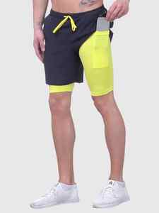 Pantalones cortos deportivos 2 en 1 para hombre, pantalones cortos de compresión de secado rápido para exteriores con patrón sólido, logotipo personalizado, pantalones cortos atléticos al por mayor - Product Image 2