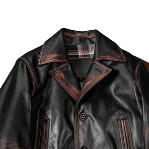 แจ็กเก็ตผ้าใบหนังแกะสำหรับผู้ชายเสื้อแจ็กเก็ตผู้ชายทำด้วยมือยาวแบบย้อนยุคทำด้วยมือแบบเก่ากันน้ำระบายอากาศได้ - Product Image 1