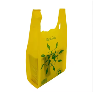 Bolsas ecológicas para camisetas con logotipo colorido personalizado directo de fábrica, bolsas de compras gruesas, grandes y blancas para tiendas de comestibles, marca HM - Product Image 1