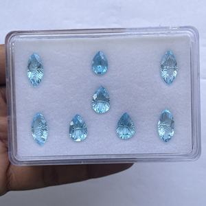 พลอยโทแพซสีฟ้าธรรมชาติขนาด 10 มม. 12 มม. 14 มม. แบบแกะสลักแฟนซี สำหรับทำเครื่องประดับ ขายส่งจากผู้ผลิตพลอยกึ่งมีค่า - Product Image 1