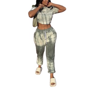 Jogger d'hiver pour femmes pantalons de survêtement décontracté en gros Gym travail course Tye Dye plat avant Style - Product Image 4