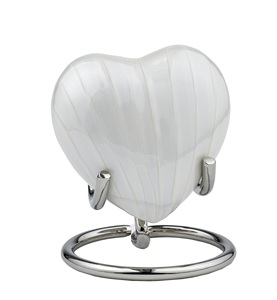 โกศโลหะมุกสีขาวสำหรับขี้เถ้าขี้เถ้าขี้เถ้าของที่ระลึกที่ระลึกงานศพรักโกศตกแต่งหัวใจทองเหลืองพร้อมขาตั้งกำหนดขนาดเอง - Product Image 4