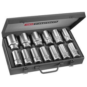 Facom Long-Reach Metric Size 3/4'' <b>Box</b> of 6-Point Sockets Premium Quality Tool Accessory - Product Image 1