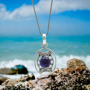 Améthyste pourpre naturelle Pierre précieuse en argent sterling 925 Forme ovale Pendentif unique Bijoux de haute qualité Prix de gros Fournisseurs - Product Image 3