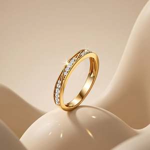Jeulia วงแต่งงานคลื่นบายพาสทองเหลืองชุบทองสำหรับผู้หญิง - Product Image 5
