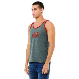 पुरुषों के टैन शीर्ष ग्रीष्मकालीन स्पोर्ट्स शर्ट 100% कपास टैंक कारखाने की कीमत में पुरुषों के लिए शीर्ष पर