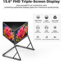 Moniteur portable pliable triple Eimio 15,6 pouces, Plug & Play, moniteur de voyage professionnel, écran IPS quadruple, extension d'écran pour ordinateur portable Type-C