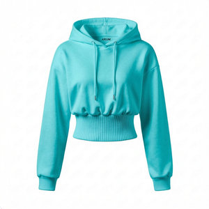 Sweat à capuche à taille haute pour femme, sur mesure, à ourlet large côtelé, épaules tombantes, prix de gros, directement de l'usine, sweats à capuche pour femmes - Product Image 4