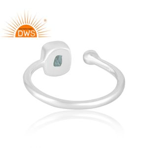 Anillo de Plata de Ley 925 con Piedra Preciosa de Aguamarina Natural, Diseño Moderno, Joyería Personalizada para Mujer, Regalo para Ella - Product Image 2