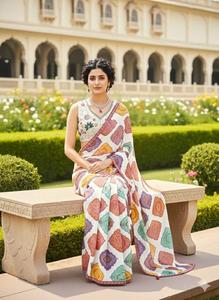 Georgette Saree with Lace Border for Women <b>Wedding</b> Wear Made in India In-Stock - Product Image 2