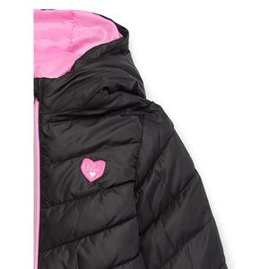 Chaqueta acolchada con capucha para niños, negro y rosa abrigo de invierno, fabricante - Product Image 2