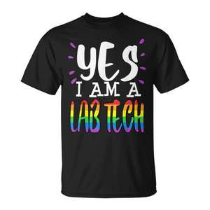 Lab Tech Pride Rainbow T-Shirt à manches courtes et col rond unisexe pour adulte, chemise promotionnelle à impression numérique - Product Image 1