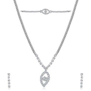 ชุดเครื่องประดับหินออสเตรียสีขาว kriaa ประกอบด้วยสร้อยคอทิกก้า Maang สง่างาม - Product Image 1