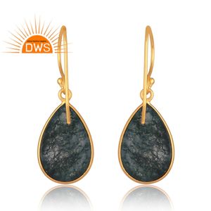 ต่างหูอัญมณีมอสอาเกตชุบทอง18K แบบใหม่ได้รับความนิยมดีไซน์ใหม่ - Product Image 2