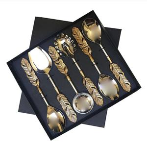 Ensemble de 6 couverts entièrement en acier inoxydable avec résine pour la maison et l'hôtel ensembles de couverts de service à salade en métal de taille personnalisée avec vernis - Product Image 3