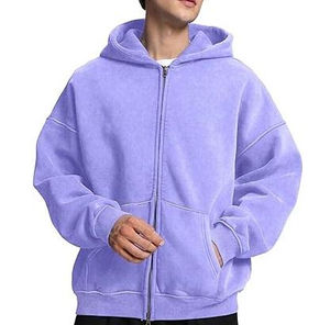 Streetwear Acid Wash Homme À Capuche 100% Coton Épais Polaire Lourd Surdimensionné Goutte D'épaule Zipper Hoodies Conception Respirante - Product Image 1