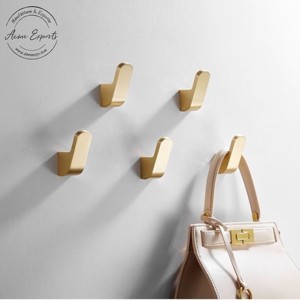 Best Quality Set of 5 Brushed Finished Brass Wall <b>Hooks</b> for Coat & Towel Bathroom <b>Kitchen</b> <b>Hook</b> Clothes <b>Hook</b>. - Product Image 1