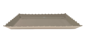 Bandeja de Servir Rectangular de Metal Plateado de Lujo, Asas Decorativas con Nudos, Acabado Texturizado, Patrón Escénico, Diseño Moderno, Multifuncional - Product Image 5