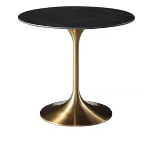 Vente en gros de meubles de restaurant de luxe nouveau design, Tables en marbre à base dorée, Table à café et thé ronde à la mode unique en vente - Product Image 5