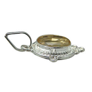 Pendentif en argent avec pierre précieuse astrologique certifiée Citrine naturelle Sunehla 5.25 Ratti (Pendentifs et breloques de qualité) - Product Image 2