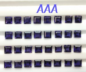 Piedras preciosas de iolita de corte princesa Natural de alto grado, lote de piedras preciosas sueltas azules de forma cuadrada de 3mm-6mm para la fabricación de joyas - Product Image 2