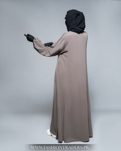 Abaya pour femmes en tissu de laine de pêche de qualité supérieure, vêtements islamiques modestes, respirant, design élégant, service de logo personnalisé, usine - Product Image 6